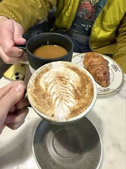 Latte and drip coffee at Discourse Coffee